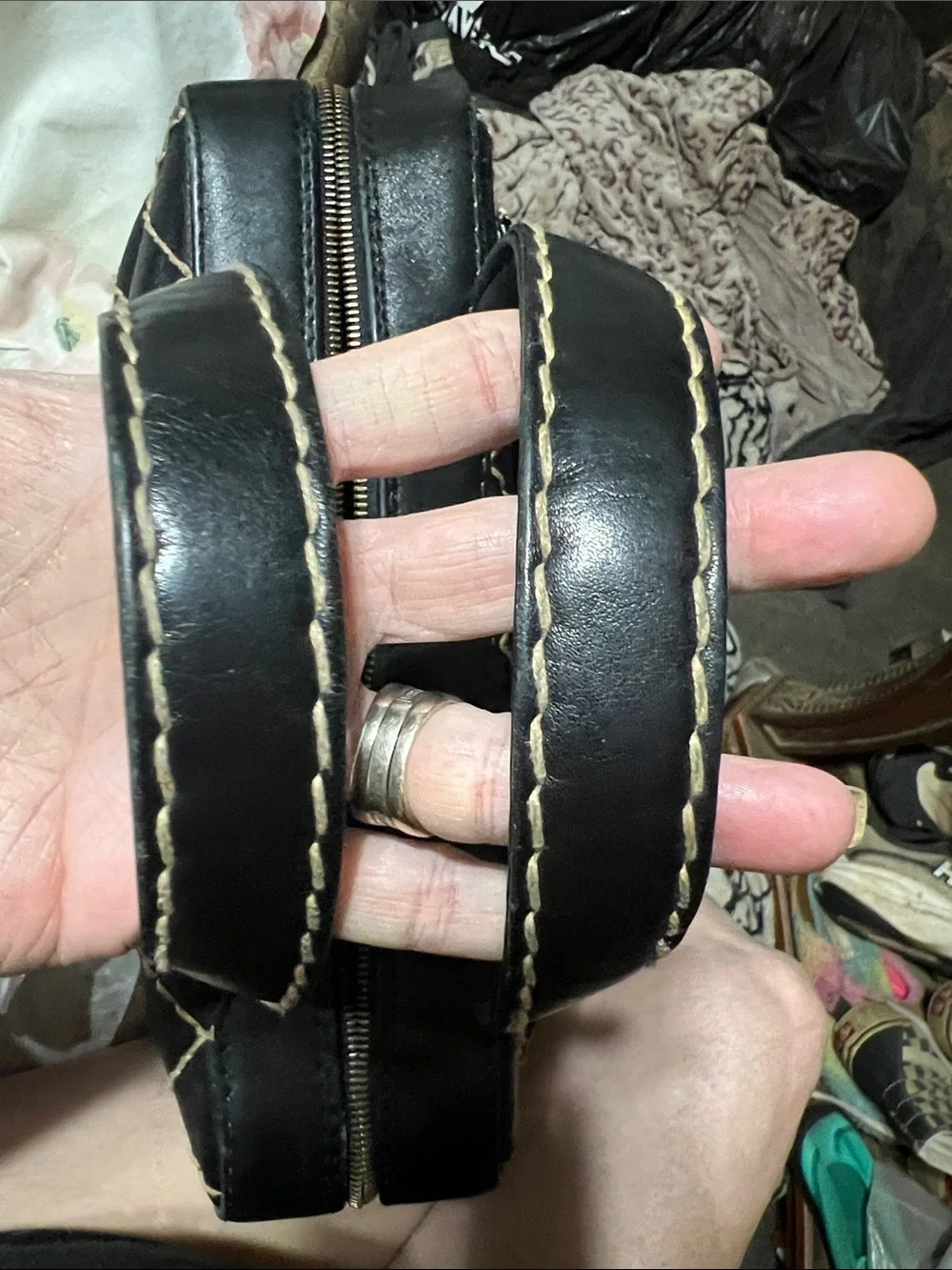 CHANEL Black Quilted Satchel with Cream Stitching (Wild stitch)